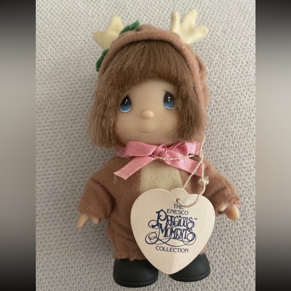 Precious Moments Other - Precious Moments Christmas Doll Figure Reindeer Baby 1991 Vintage Enesco Small